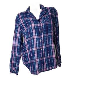 Victoria's Secret Purple Plaid Pajama Top Size Small NEW